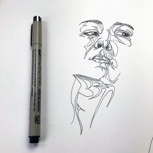 Artist Draws Human Faces and Necks in One Continuous Line Without Lifting Their Pen