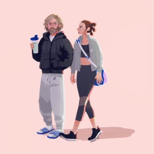 Cute Drawing of Rey and Her Personal Trainer Luke Skywalker, Who Only Wants to Drink Blue His Milk
