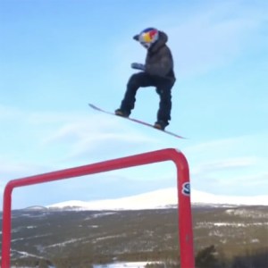 Markus Kleveland Performs an Incredible Flurry of Snowboard Tricks Onto and Off of a High Rail
