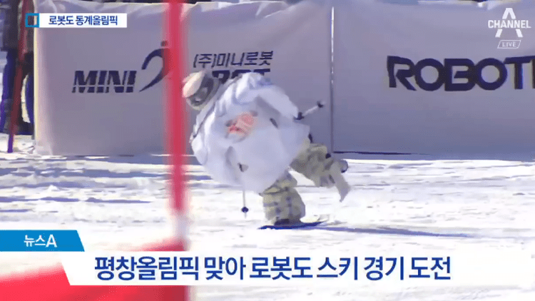 Skiing Robots Fall Down and Crash During Downhill Ski Challenge in South Korea