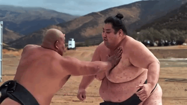 Sumo Wrestlers Battling in Super Slow Motion