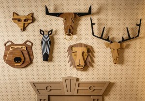 Animal Head Mounted Trophies Made From Wood