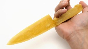 Japanese Man Makes a Sharp Knife Out of Pasta Noodles and Then Eats It