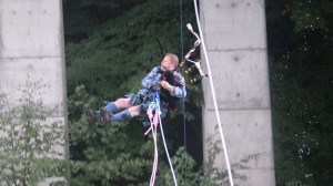 Scottish Man Makes a Bungee Jump While Playing the Bagpipes