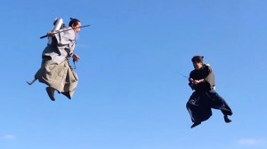 Two Samurai Battle in the Sky With Jetpacks On