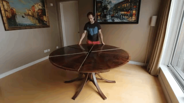 A Clever Circular Table That Expands To, Round Expanding Table Hardware