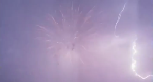 Lightning Strikes During Fireworks
