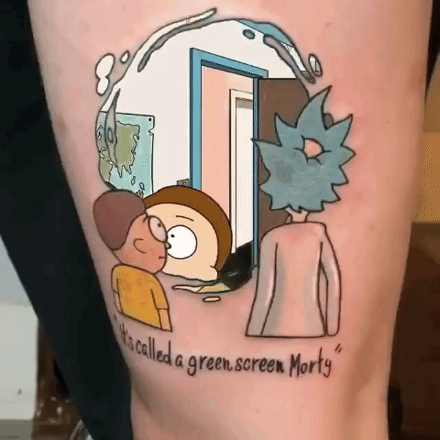 Rick and Morty Green Screen Tattoo