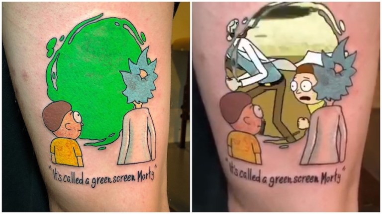 Rick and Morty Green Screen Tattoo