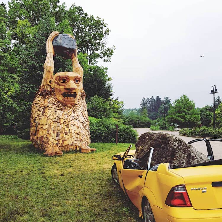 Six Towering Wooden Sculptures of Moody Trolls Hide Inside 1,700 Acres ...