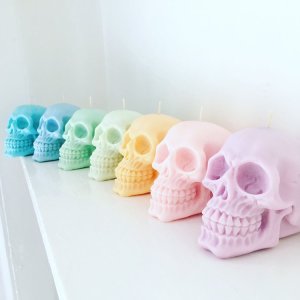 Pastel Skull Candles