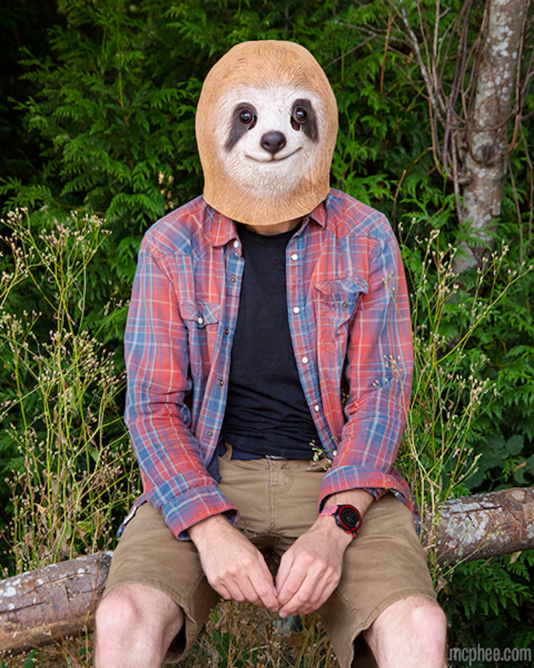 A Full Head Smiling Sloth Mask That Unleashes One's Hidden Inner Beast