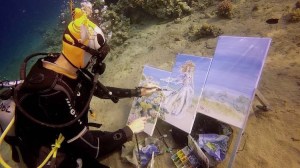 Diving Artist Olga Belka Painting Underwater