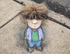 David Zinn Sidewalk Chalk Character Haircut