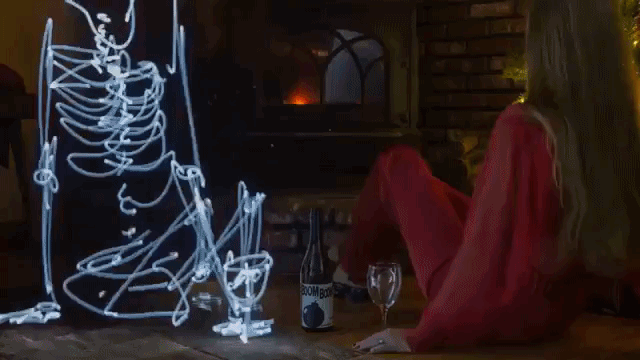Drinking Wine With Light Painted Skeleton