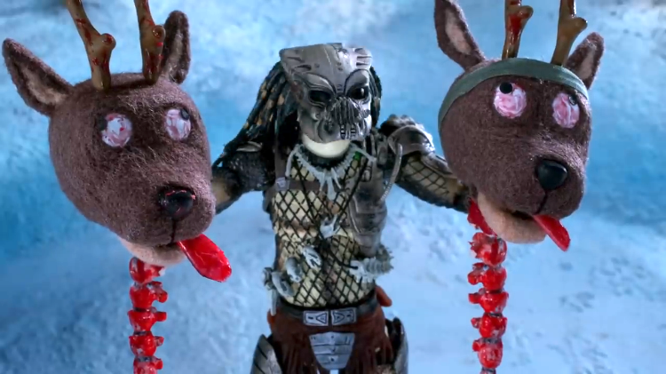 The Predator Battles Santa Claus And His Well Armed Reindeer In A Gory