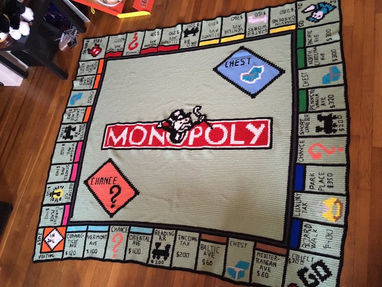 Thoughtful Mom Crochets A Giant Playable Monopoly Game