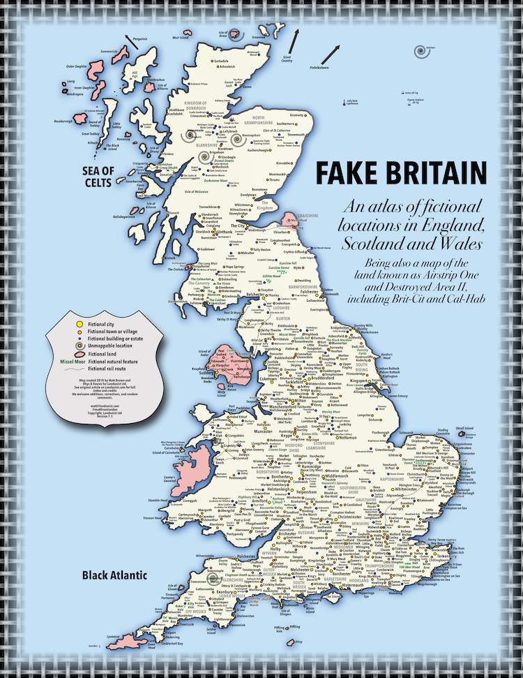 A Clever Map Of Great Britain That Plots Fictional Locations From Film Television And Literature