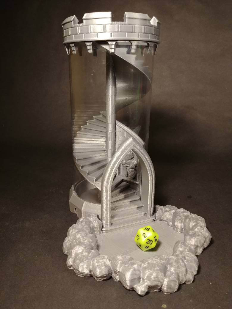 3D Printed Medieval Style Spiral Dice Towers