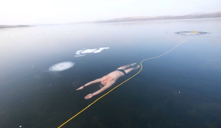 Petr Kapoun Swimming Under Icy Lake