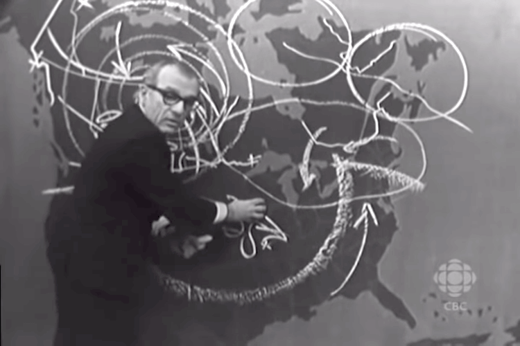 Weatherman Percy Saltzman Chalk Forecast 1967