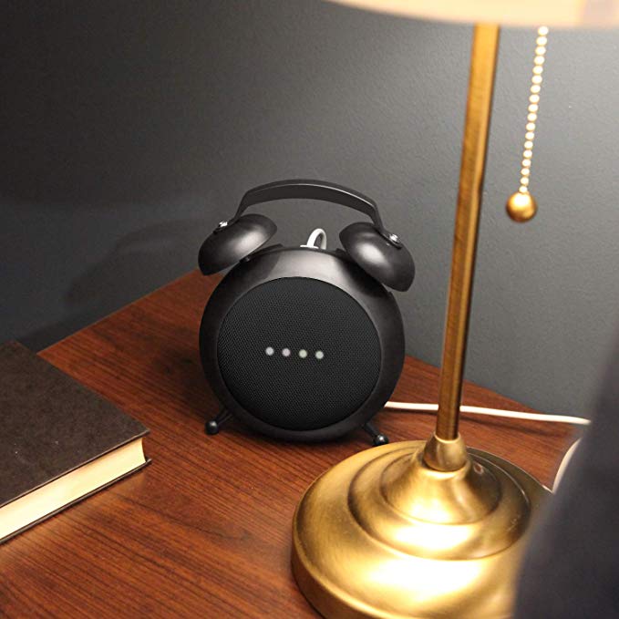 Google Home Mini Stand Holder, Retro Alarm Clock Black