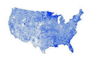Artful Data Print of US Waterways