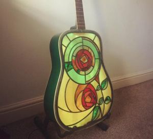 Stained Glass Guitar Lamp