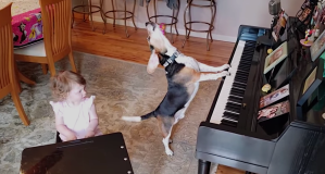 Dog Sings With Sister