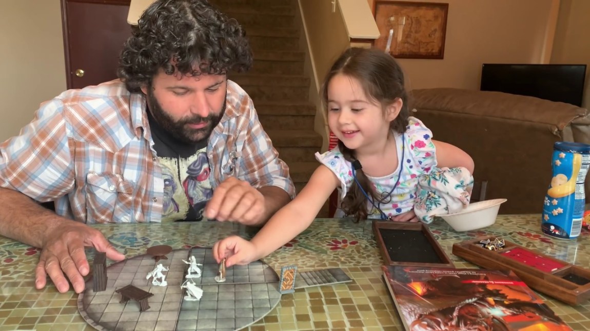 Dad and 3 half year old Izzy Play Dungeons and Dragons