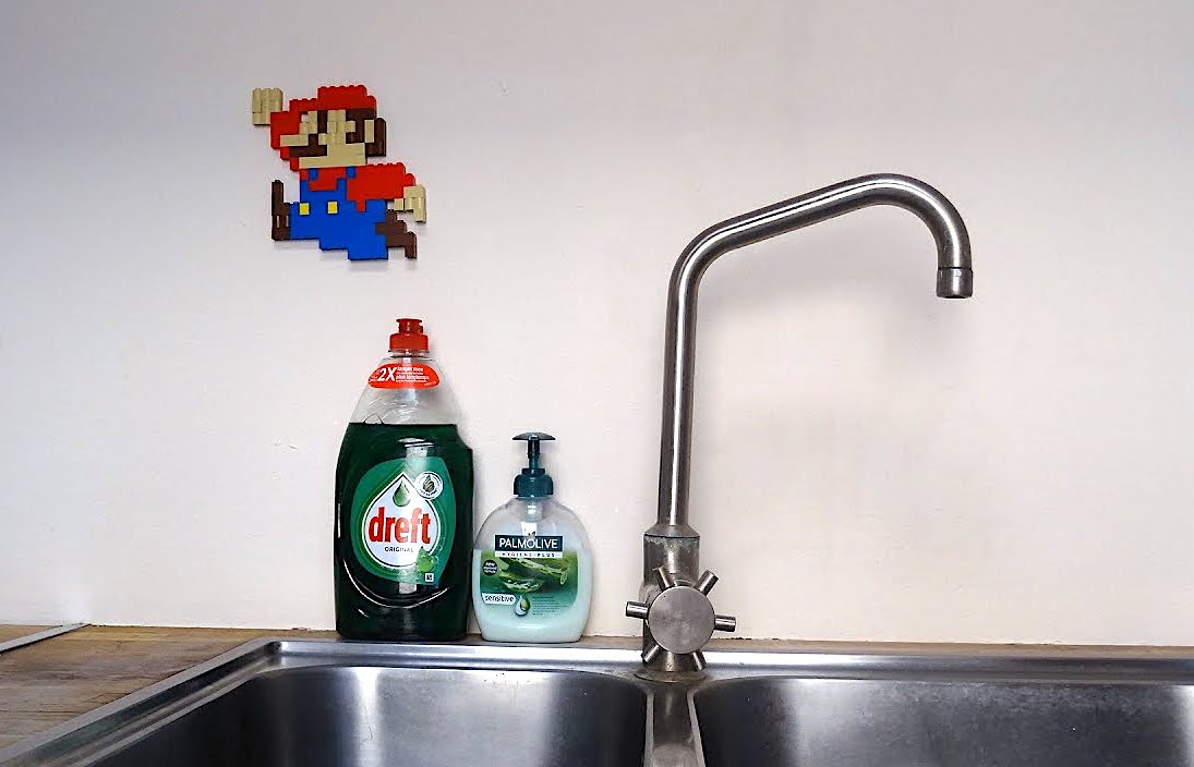 IRL 8 Bit Mario in Kitchen