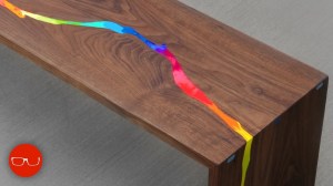 River of Melted Crayons in Wood Table