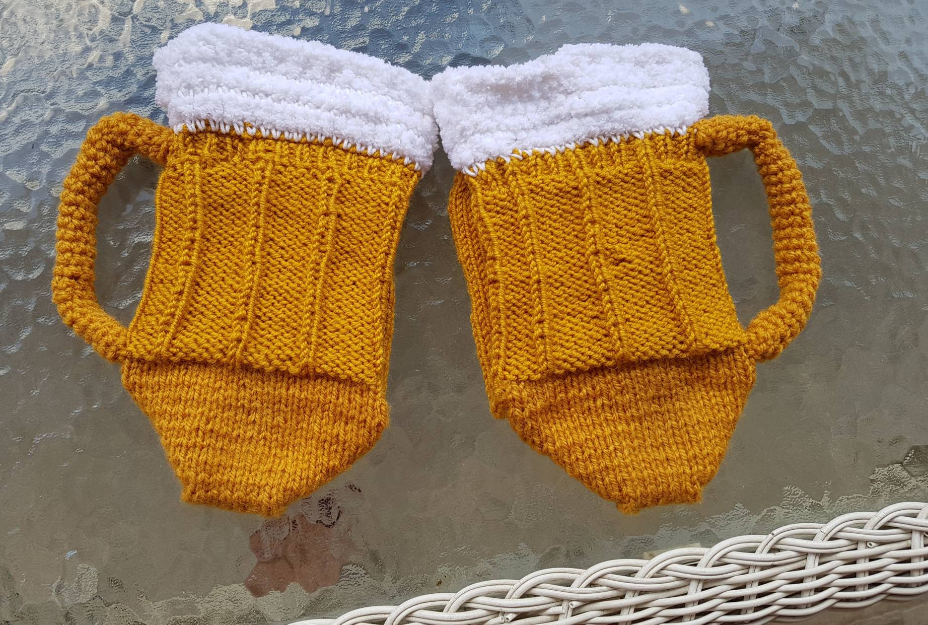 Cozy Hand Knitted Beer Mug Socks With Handles
