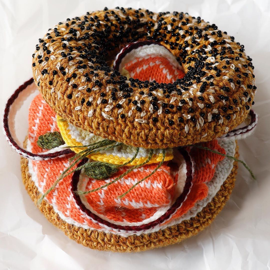 Crocheted Bagels and Lox