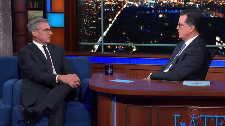 Steve Carell and Stephen Colbert Re-enact Their Sketch Waiters Nauseated By Food