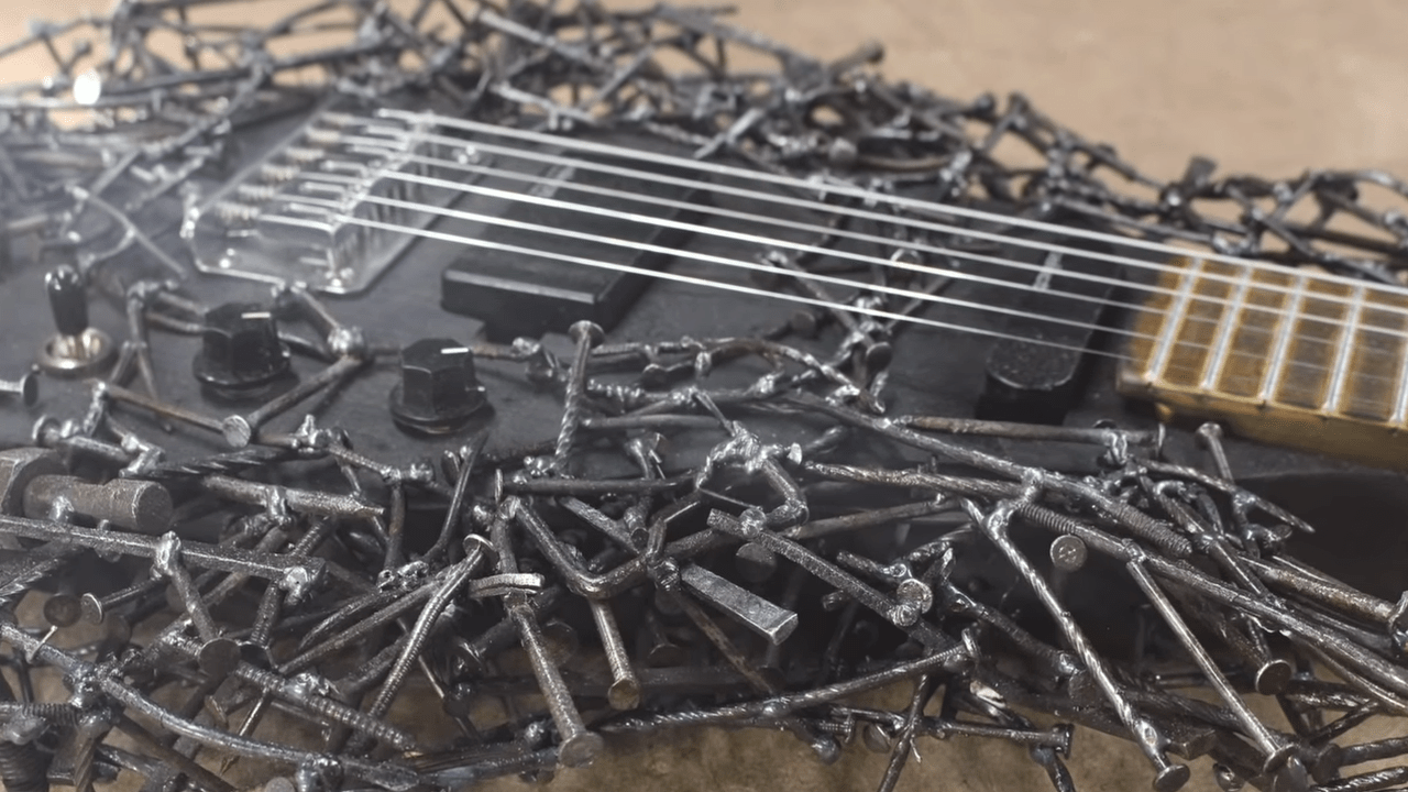A Badass Guitar Frame Made Out of Reclaimed Nails