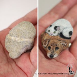 Smooth Stone Cat and Dog Before After