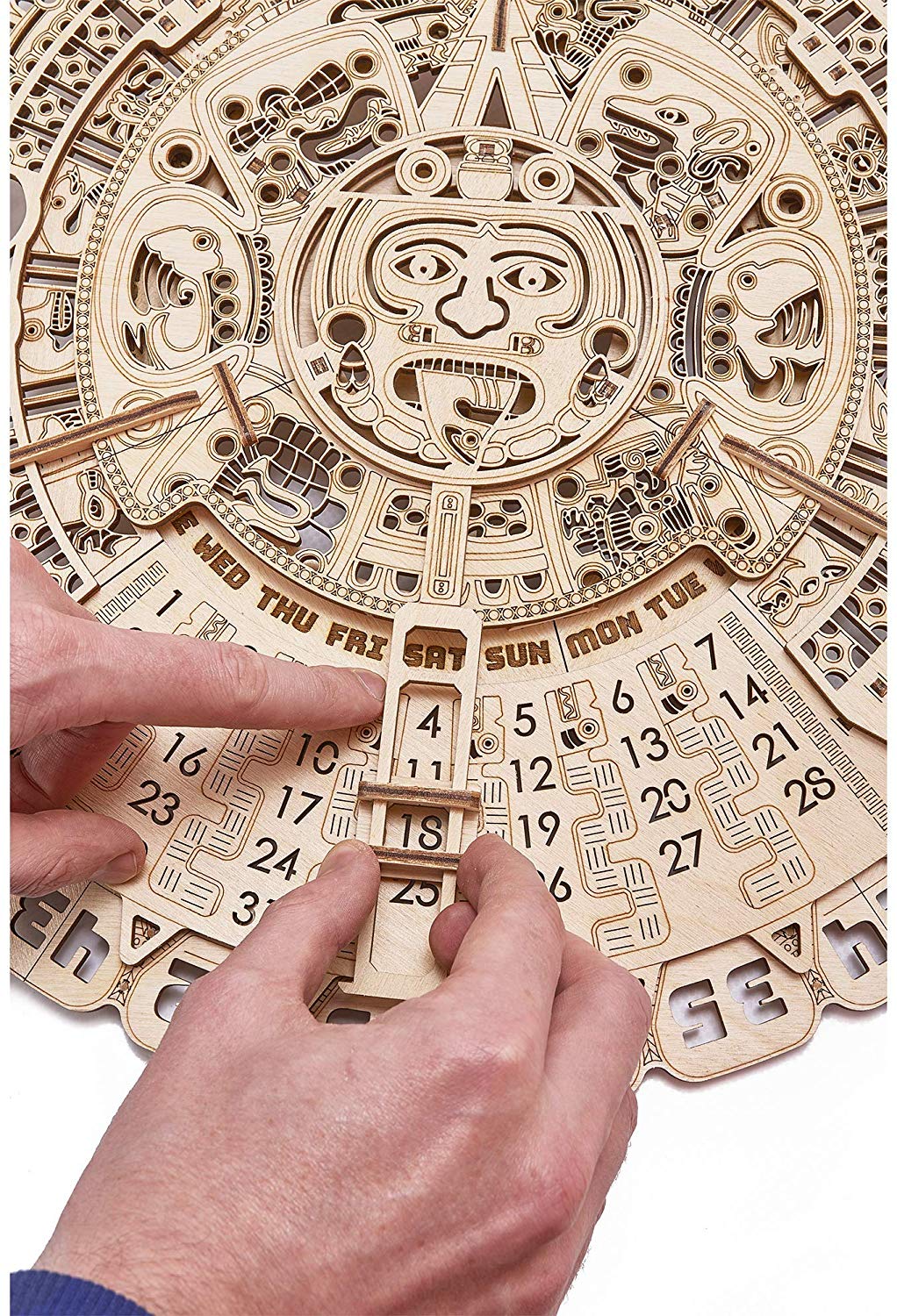 Wooden Mayan Calendar Date