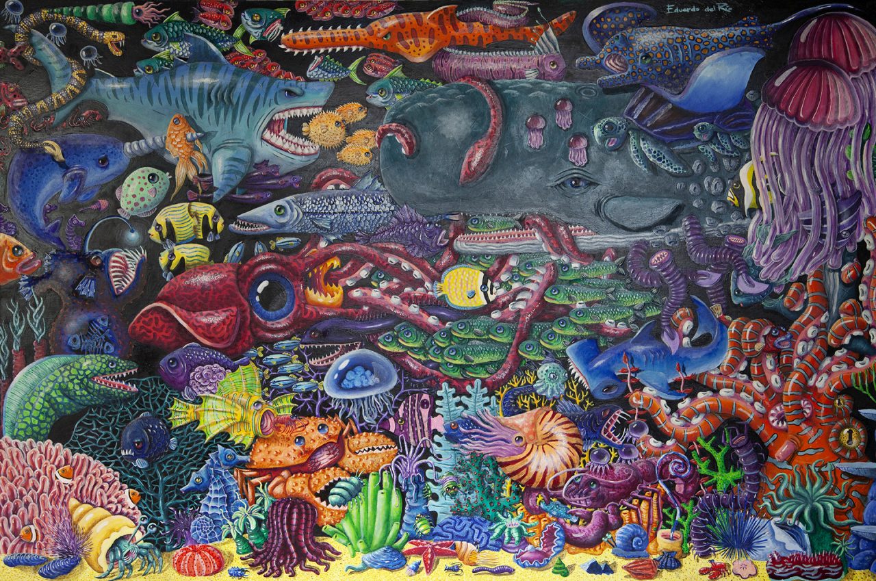 A Captivating Oil Painting Featuring the Colorful Creatures of the