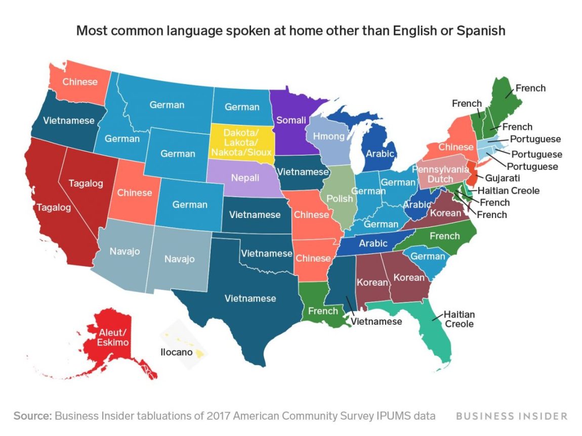 US Language Map Other Than English