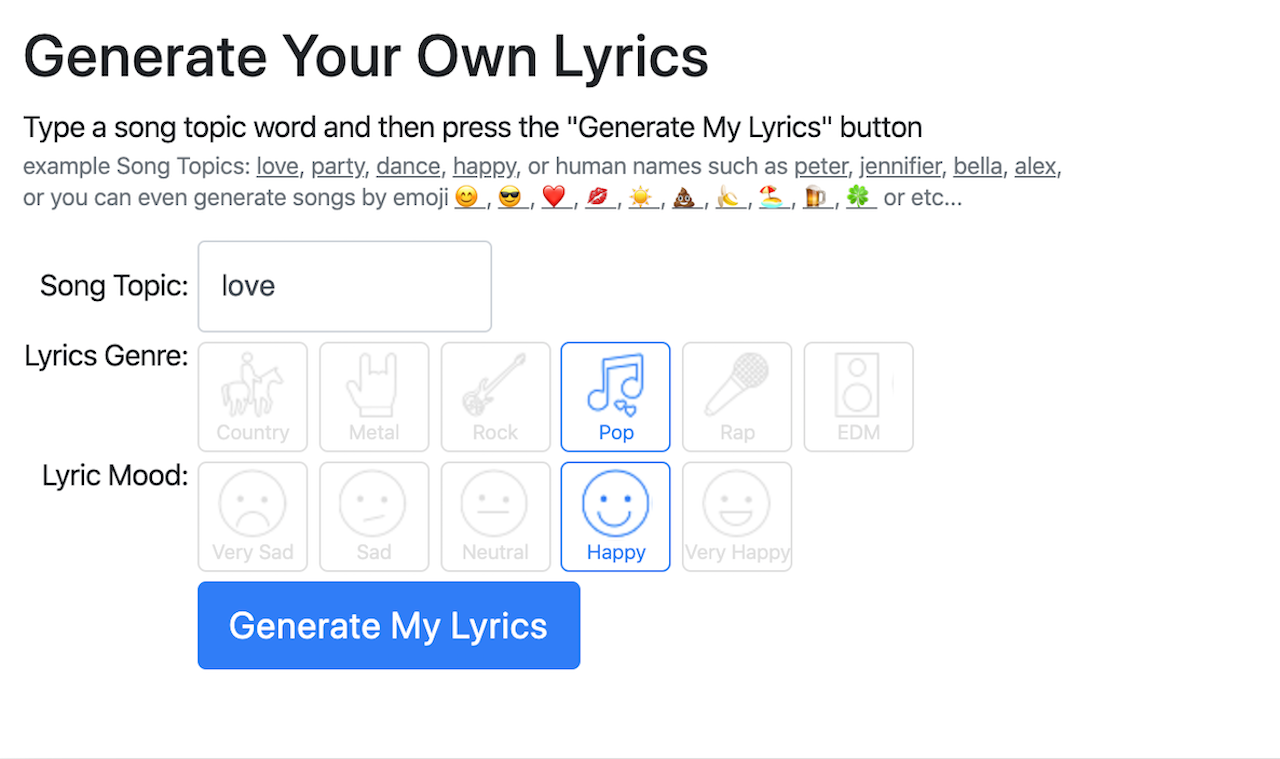 An Interactive Ai Lyric Generator That Writes Songs