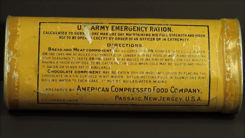1906 US Army Emergency Ration Preserved Survival Food Testing