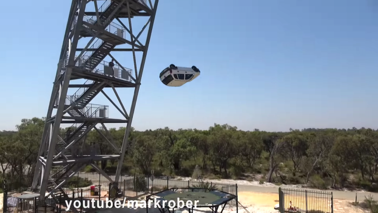 Car World's Strongest Trampoline