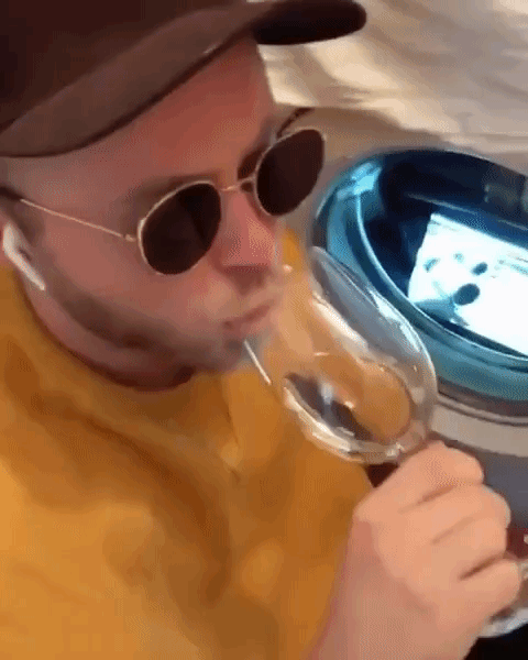Drinking Wine While Plane Lands