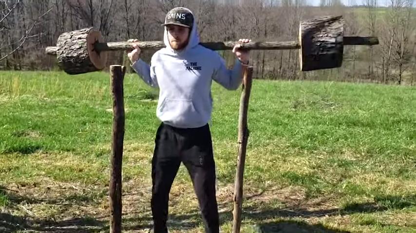 Man Builds Lumber Jacked Gym Out of Trees