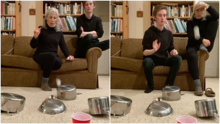 Mom and Son Ping Pong Trick Shots