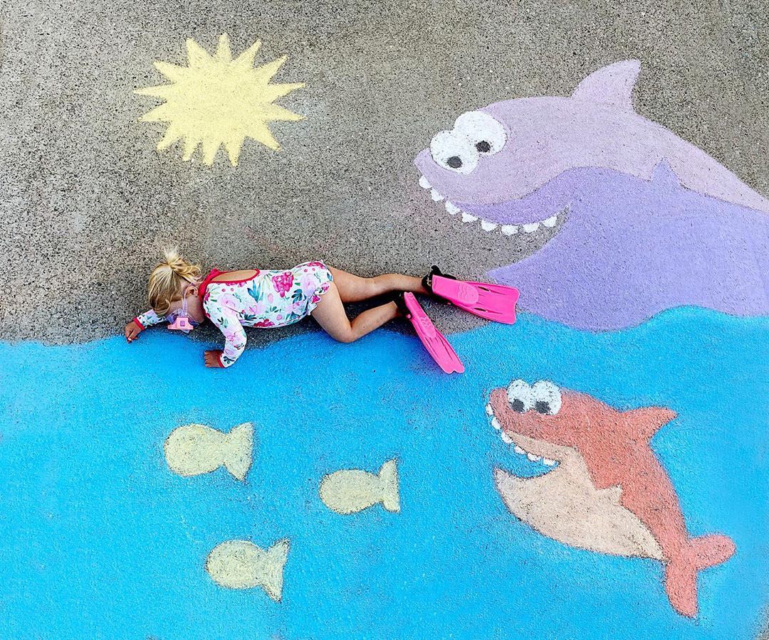 Chalk Adventures Swimming With Fishes