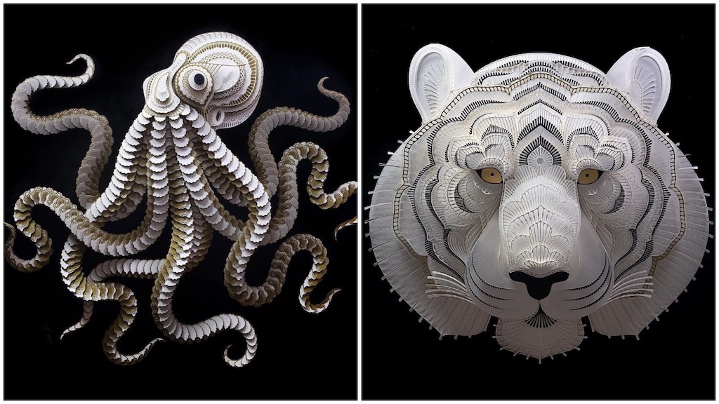 Exquisitely Detailed Cut Paper Animal Sculptures