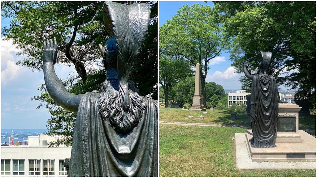Minerva Statue Waving to Lady Liberty