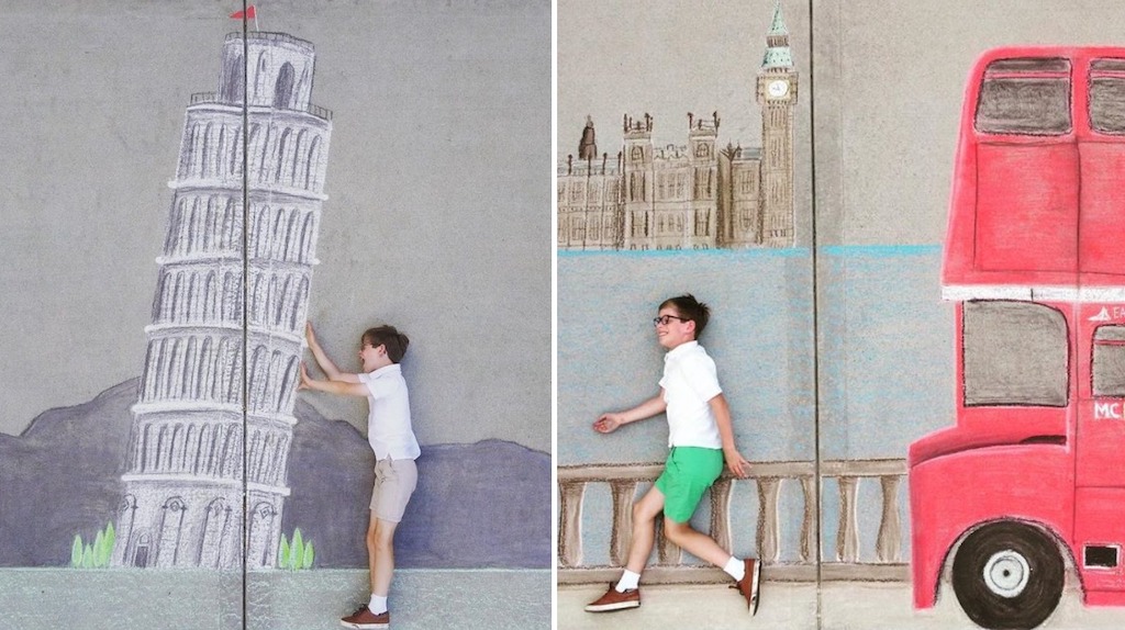 Sister Incorporates Brother Into International Chalk Vignettes